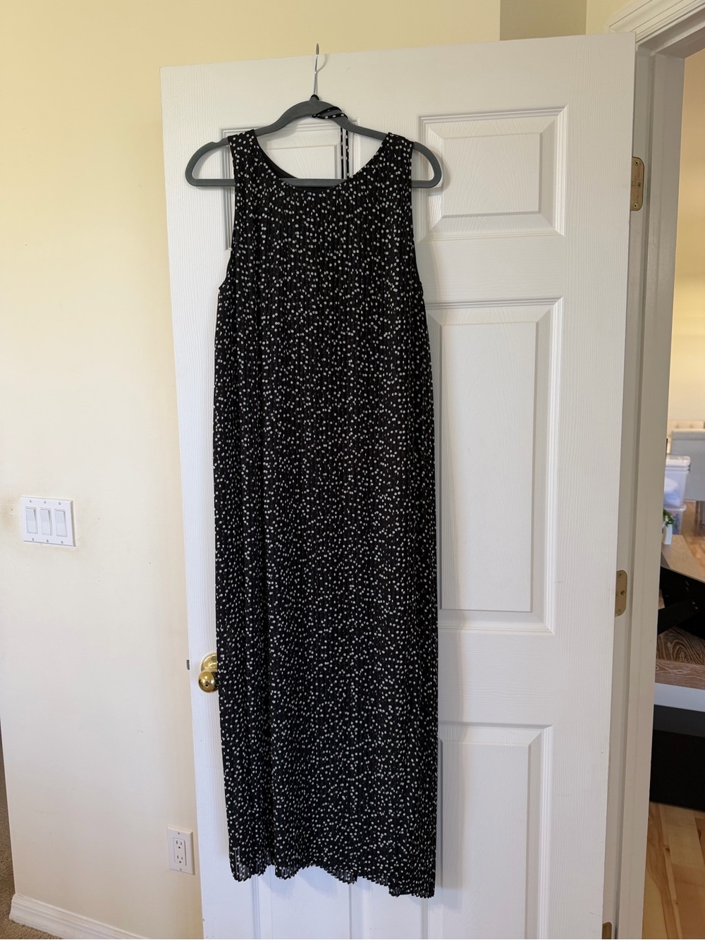 Banana Republic Black Maxi Dress with White Dot Print